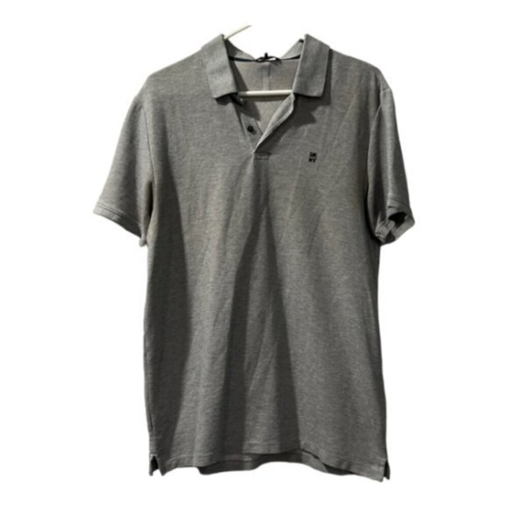 DKNY Donna Karan New York Gray Fabric Collar Polo Shirt Size Med GUC #4110